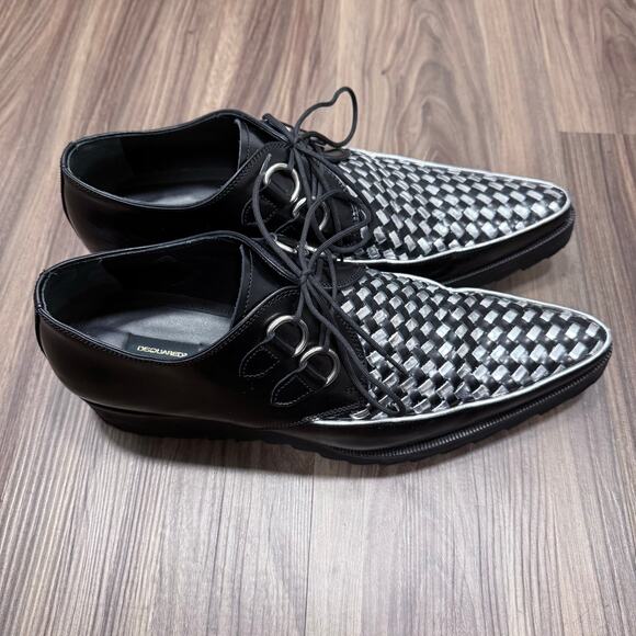 DSQUARED2 Rare Runway Lace Up Shoes Black Silver EU 41.5 main image 5